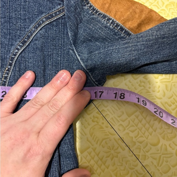 Vintage Blue and Tan Jean Jacket with Suede Accents - Picture 8 of 11